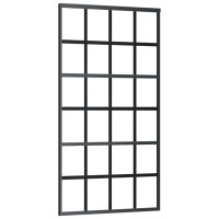 Produktbild för Skjutdörr med beslag svart 102x205 cm ESG-glas