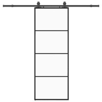 Produktbild för Skjutdörr med beslag svart 76x205 cm ESG-glas
