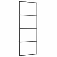 Produktbild för Skjutdörr med beslag svart 76x205 cm ESG-glas