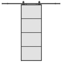 Produktbild för Skjutdörr med beslag svart 76x205 cm ESG-glas