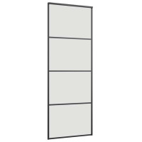 Produktbild för Skjutdörr med beslag svart 76x205 cm ESG-glas