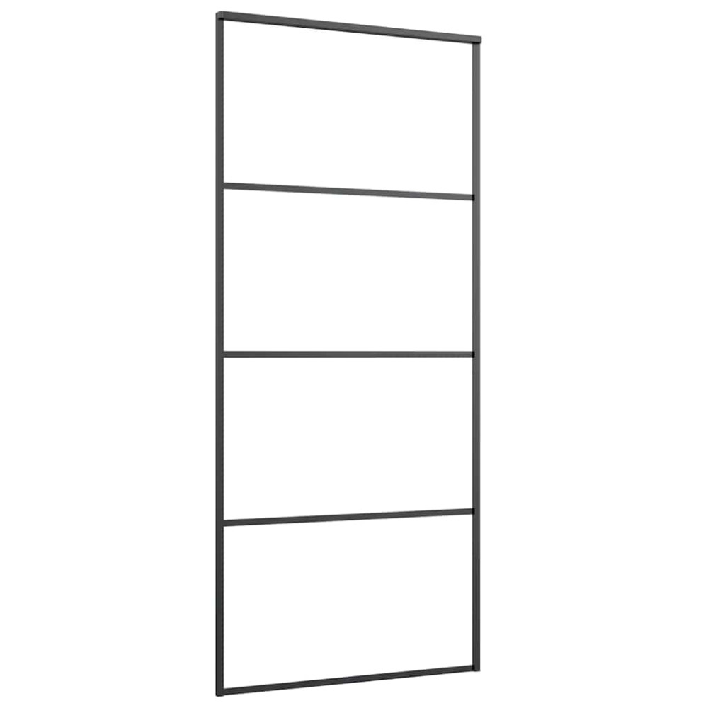 Produktbild för Skjutdörr med beslag svart 90x205 cm ESG-glas