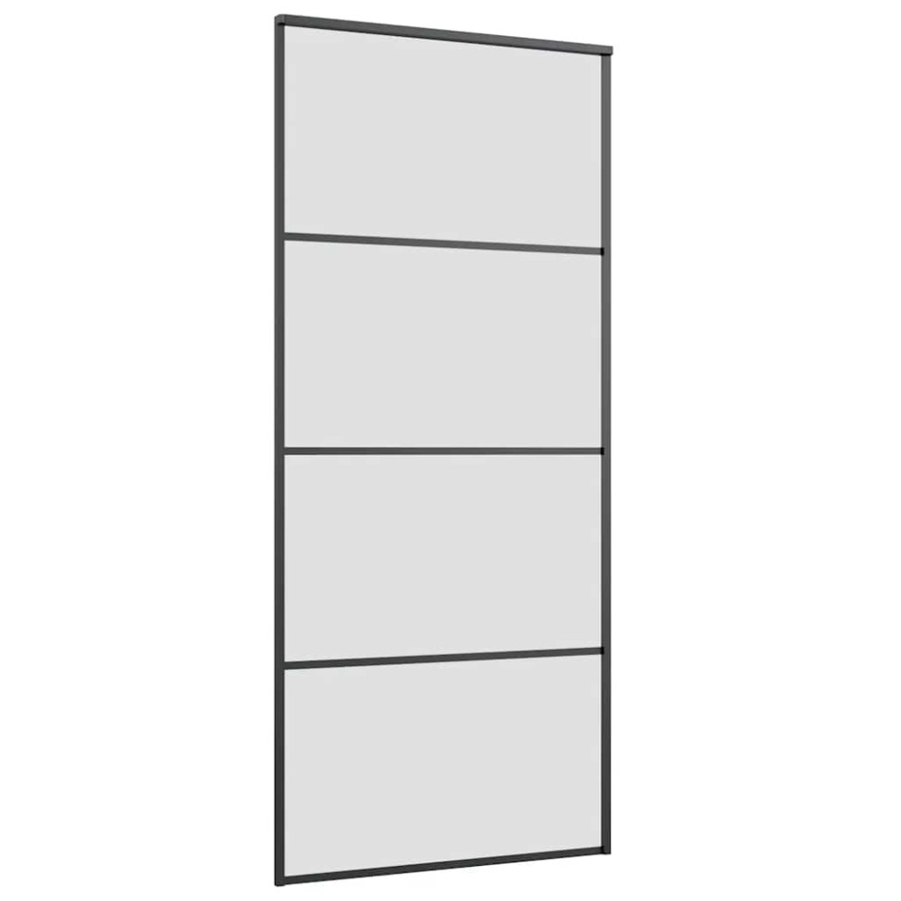 Produktbild för Skjutdörr med beslag svart 90x205 cm ESG-glas