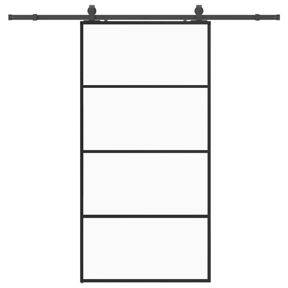Produktbild för Skjutdörr med beslag svart 102,5x205 cm ESG-glas