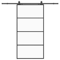 Produktbild för Skjutdörr med beslag svart 102,5x205 cm ESG-glas