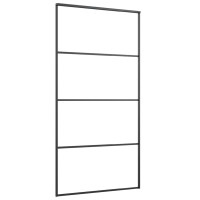 Produktbild för Skjutdörr med beslag svart 102,5x205 cm ESG-glas