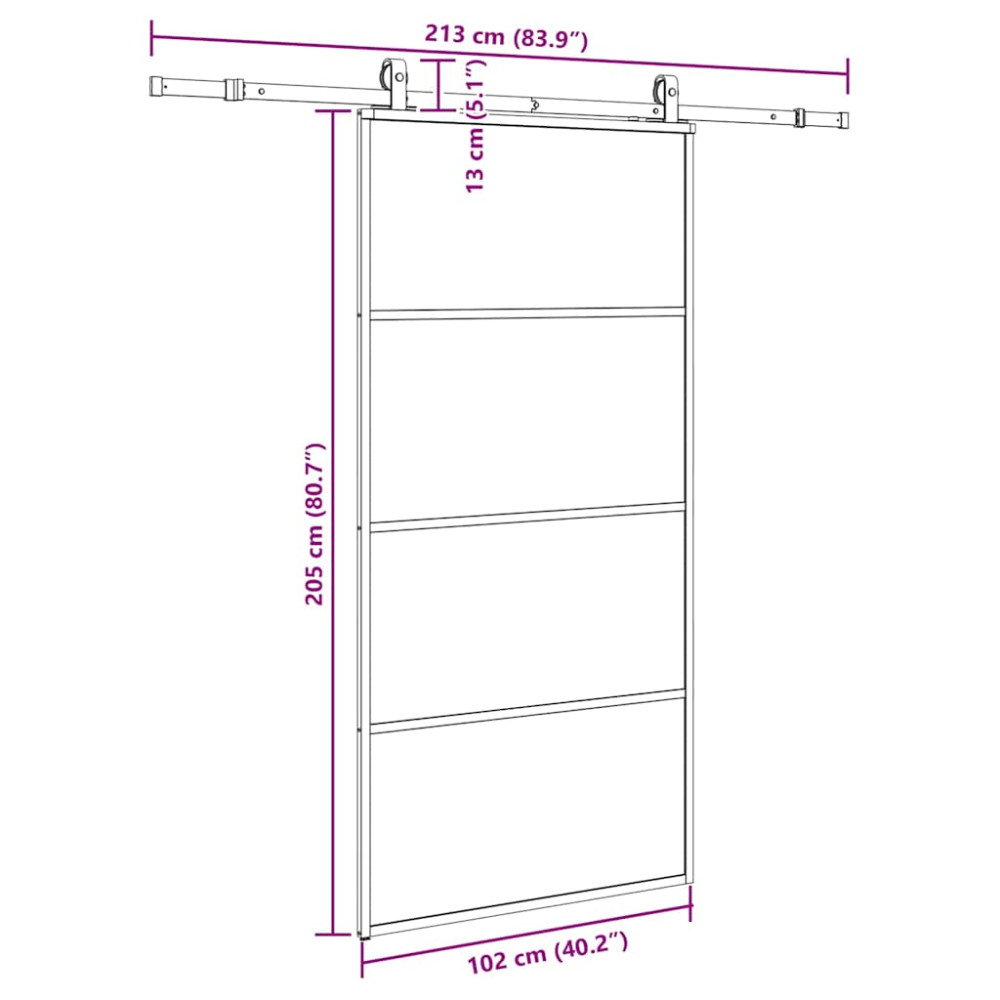 Produktbild för Skjutdörr med beslag svart 102,5x205 cm ESG-glas