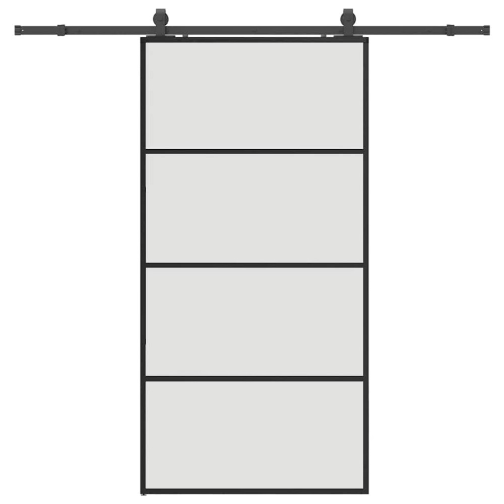 Produktbild för Skjutdörr med beslag svart 102,5x205 cm ESG-glas