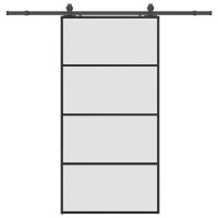 Produktbild för Skjutdörr med beslag svart 102,5x205 cm ESG-glas