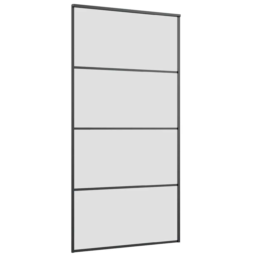 Produktbild för Skjutdörr med beslag svart 102,5x205 cm ESG-glas