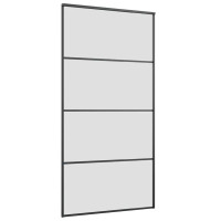 Produktbild för Skjutdörr med beslag svart 102,5x205 cm ESG-glas