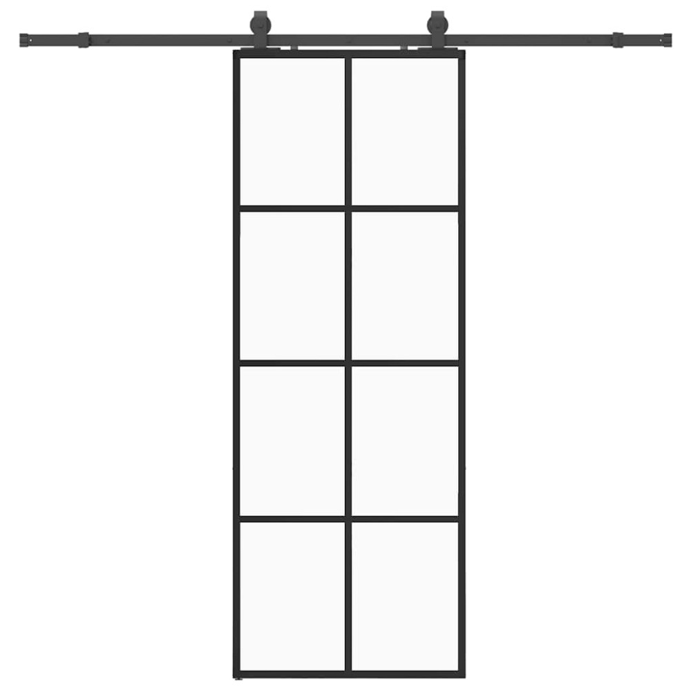 Produktbild för Skjutdörr med beslag svart 76x205 cm ESG-glas