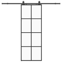 Produktbild för Skjutdörr med beslag svart 76x205 cm ESG-glas