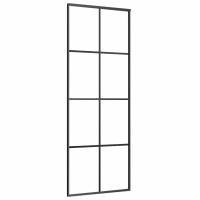 Produktbild för Skjutdörr med beslag svart 76x205 cm ESG-glas