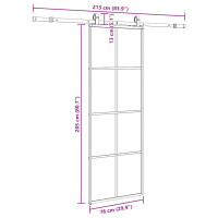 Produktbild för Skjutdörr med beslag svart 76x205 cm ESG-glas