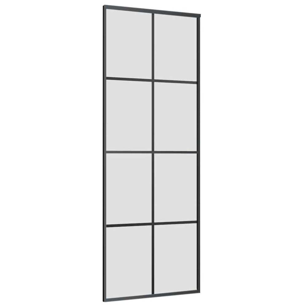 Produktbild för Skjutdörr med beslag svart 76x205 cm ESG-glas