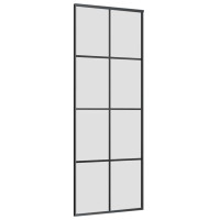 Produktbild för Skjutdörr med beslag svart 76x205 cm ESG-glas