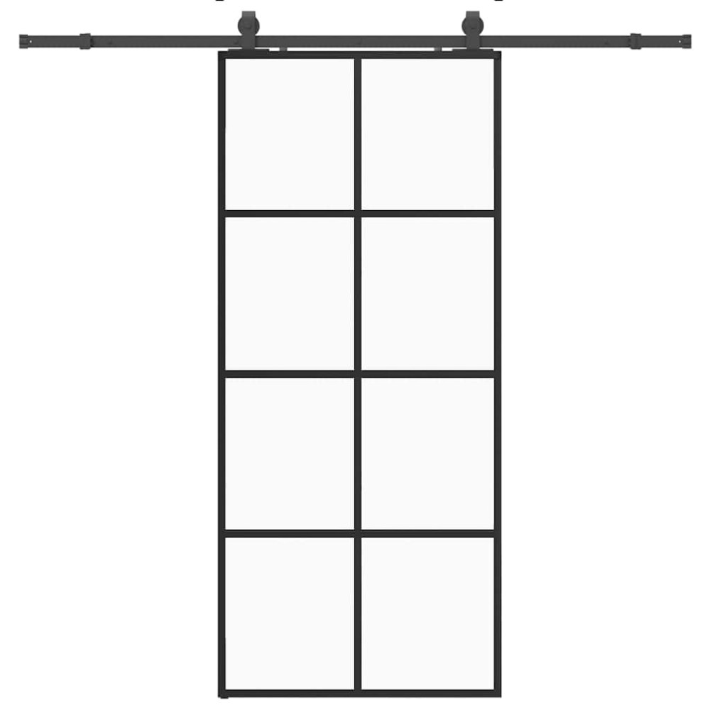 Produktbild för Skjutdörr med beslag svart 90x205 cm ESG-glas