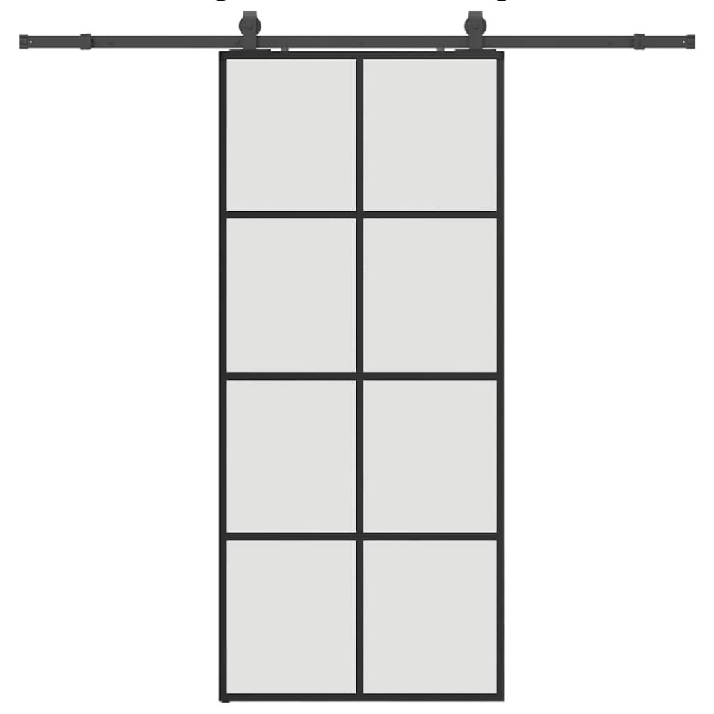 Produktbild för Skjutdörr med beslag svart 90x205 cm ESG-glas