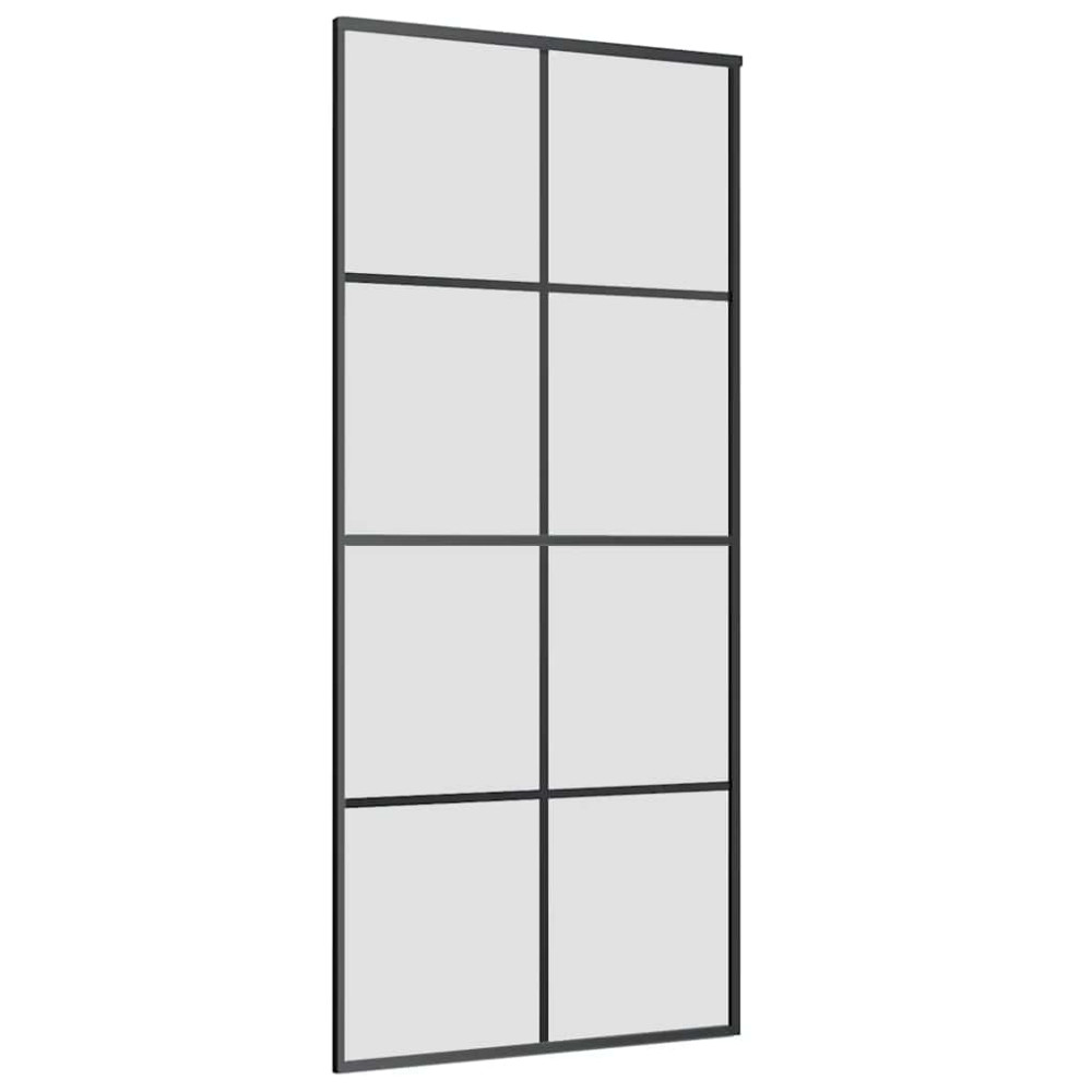 Produktbild för Skjutdörr med beslag svart 90x205 cm ESG-glas