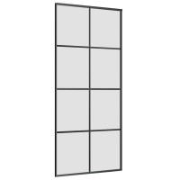 Produktbild för Skjutdörr med beslag svart 90x205 cm ESG-glas