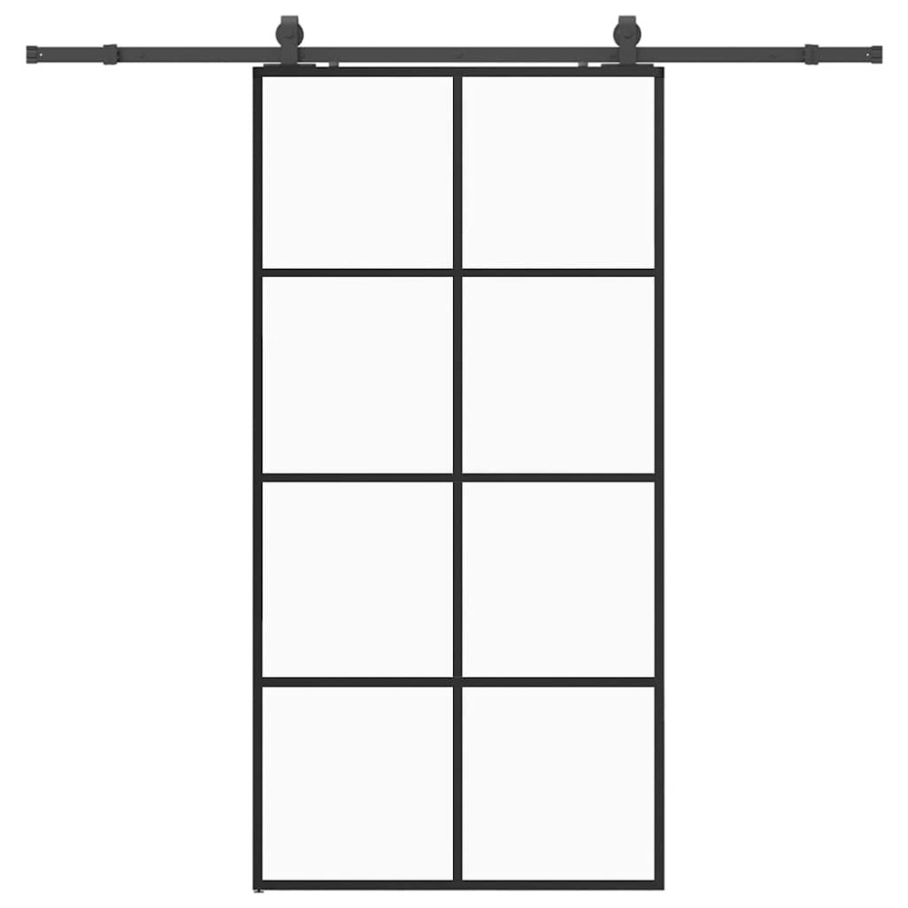 Produktbild för Skjutdörr med beslag svart 102,5x205 cm ESG-glas