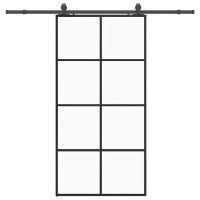 Produktbild för Skjutdörr med beslag svart 102,5x205 cm ESG-glas