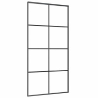 Produktbild för Skjutdörr med beslag svart 102,5x205 cm ESG-glas