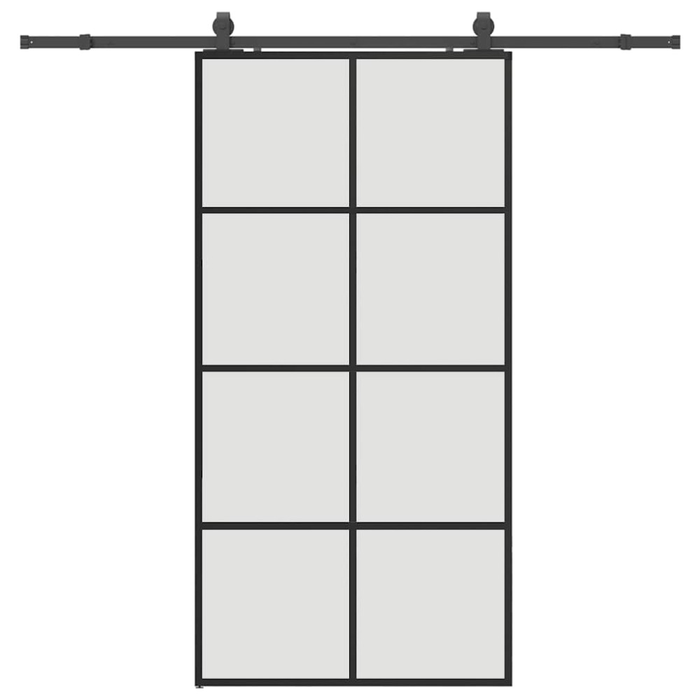 Produktbild för Skjutdörr med beslag svart 102,5x205 cm ESG-glas