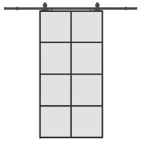 Produktbild för Skjutdörr med beslag svart 102,5x205 cm ESG-glas
