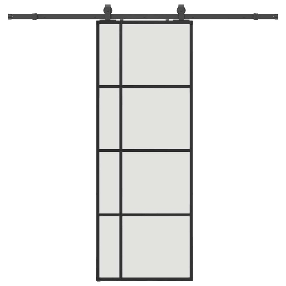 Produktbild för Skjutdörr med beslag svart 76x205 cm ESG-glas