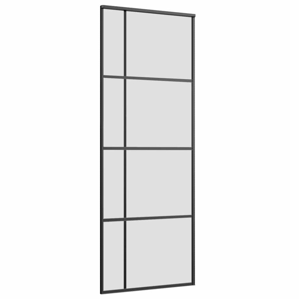 Produktbild för Skjutdörr med beslag svart 76x205 cm ESG-glas