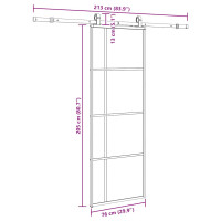 Produktbild för Skjutdörr med beslag svart 76x205 cm ESG-glas