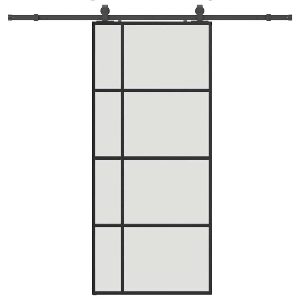 Produktbild för Skjutdörr med beslag svart 90x205 cm ESG-glas