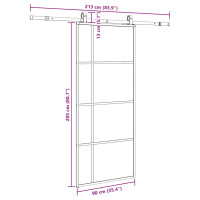 Produktbild för Skjutdörr med beslag svart 90x205 cm ESG-glas
