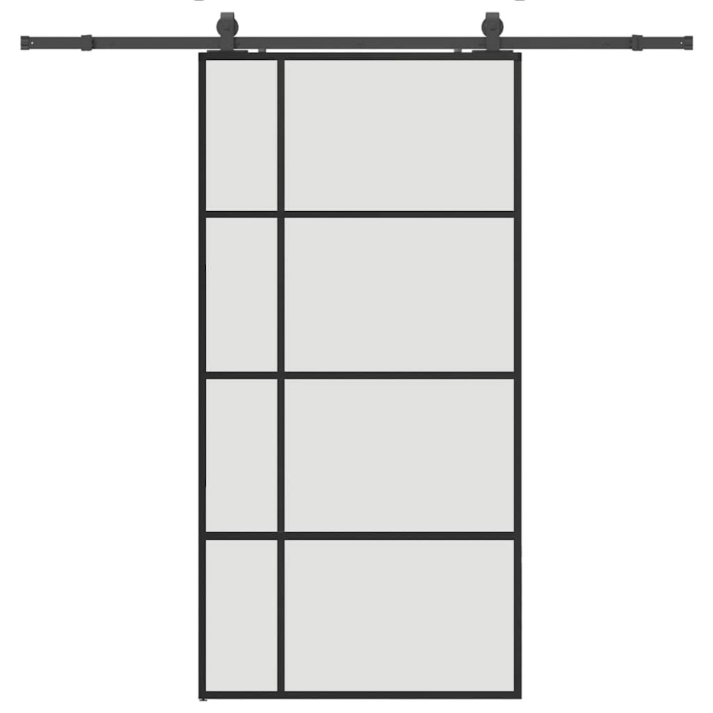 Produktbild för Skjutdörr med beslag svart 102,5x205 cm ESG-glas