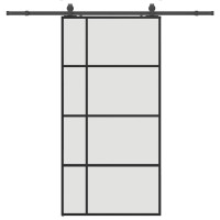 Produktbild för Skjutdörr med beslag svart 102,5x205 cm ESG-glas