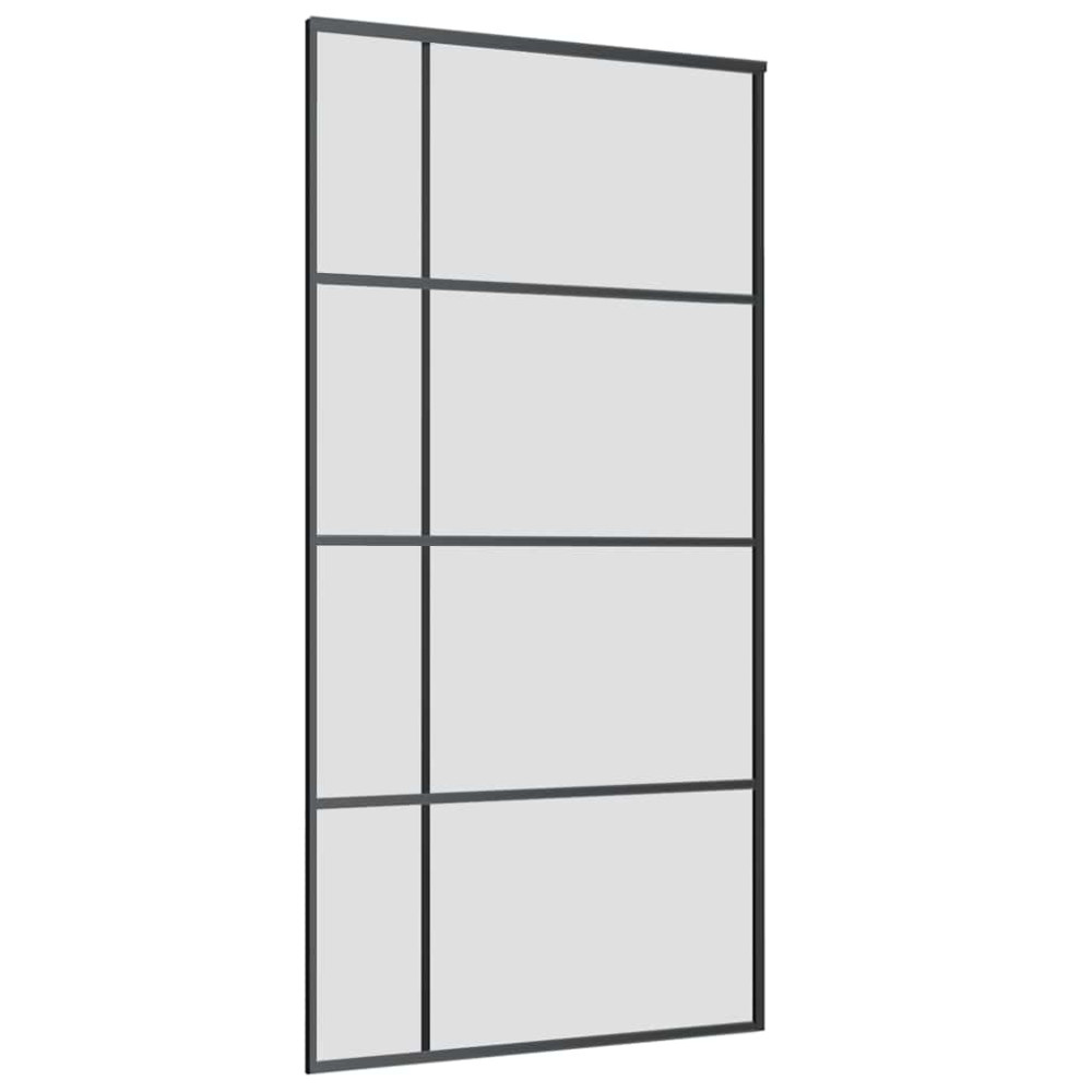 Produktbild för Skjutdörr med beslag svart 102,5x205 cm ESG-glas