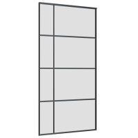 Produktbild för Skjutdörr med beslag svart 102,5x205 cm ESG-glas