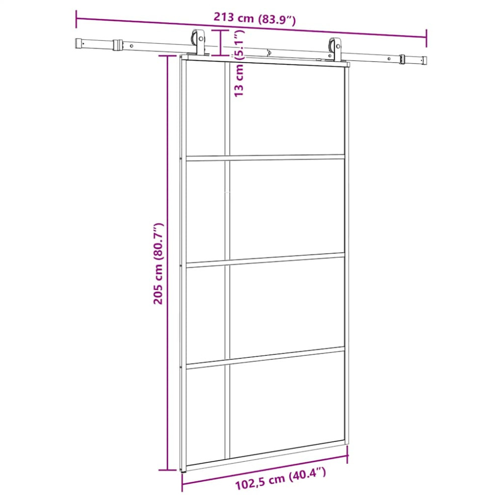 Produktbild för Skjutdörr med beslag svart 102,5x205 cm ESG-glas