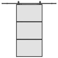 Produktbild för Skjutdörr med beslag svart 102,5x205 cm härdat glas