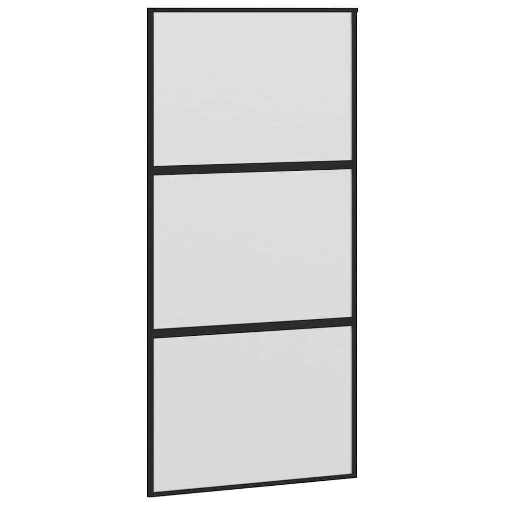 Produktbild för Skjutdörr med beslag svart 102,5x205 cm härdat glas