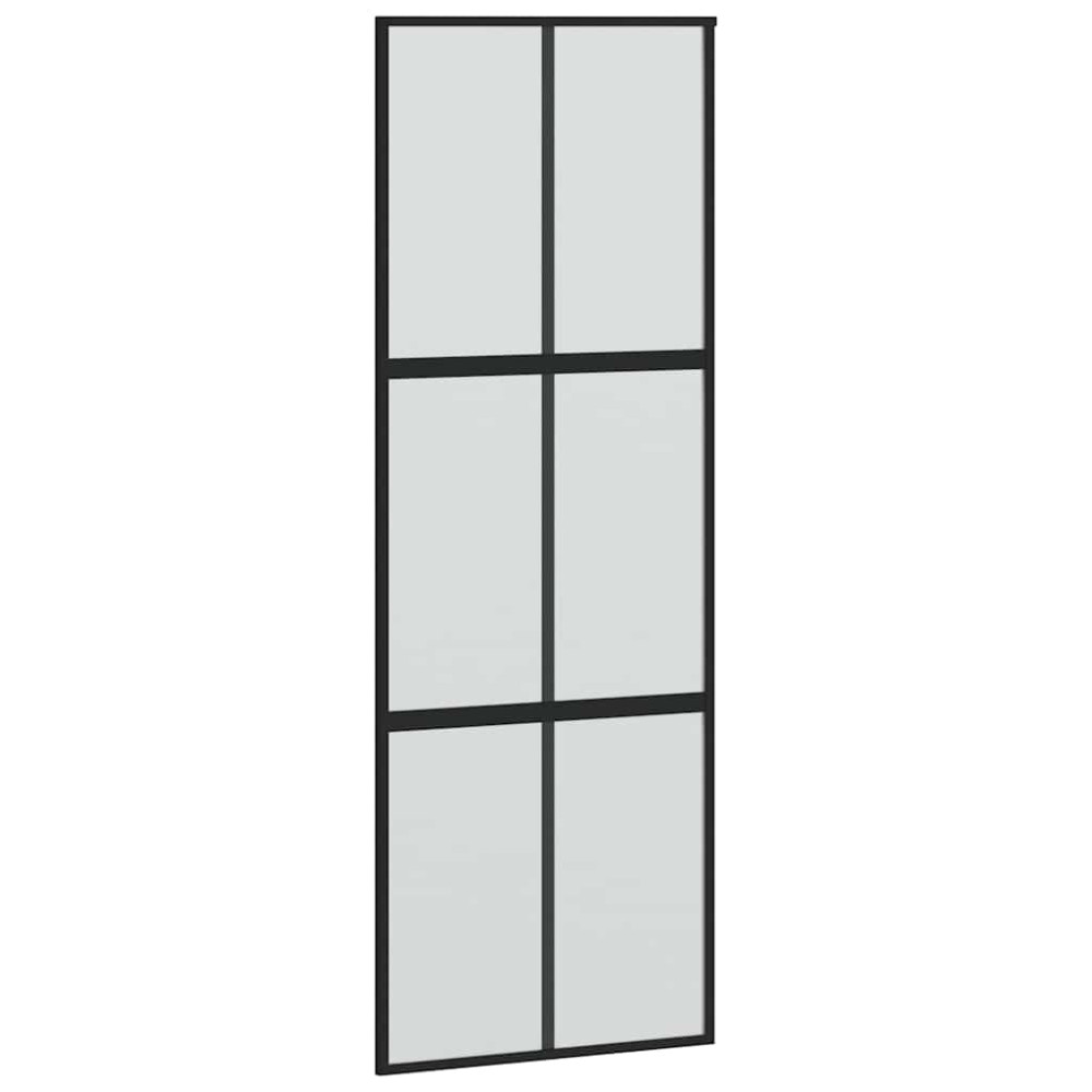 Produktbild för Skjutdörr med beslag svart 76x205 cm härdat glas