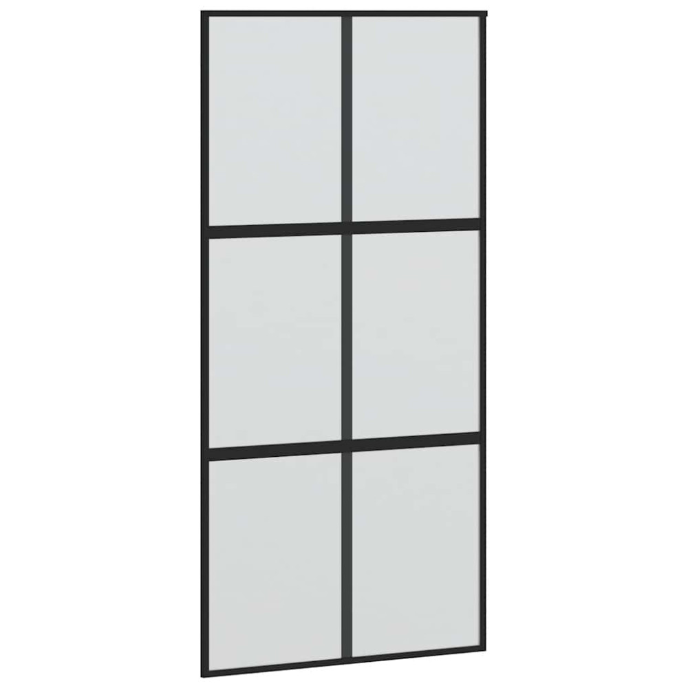 Produktbild för Skjutdörr med beslag svart 102,5x205 cm härdat glas