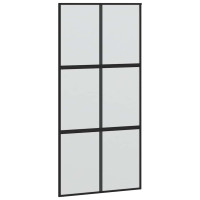Produktbild för Skjutdörr med beslag svart 102,5x205 cm härdat glas