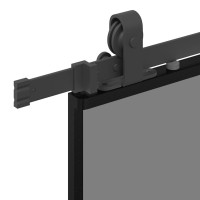 Produktbild för Skjutdörr med beslag svart 76x205 cm härdat glas