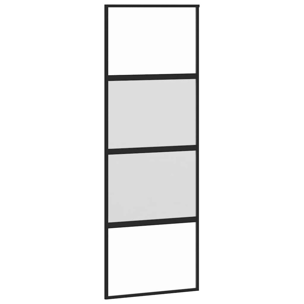 Produktbild för Skjutdörr med beslag svart 76x205 cm härdat glas