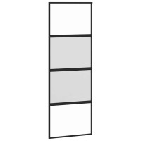 Produktbild för Skjutdörr med beslag svart 76x205 cm härdat glas