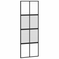 Produktbild för Skjutdörr med beslag svart 76x205 cm härdat glas