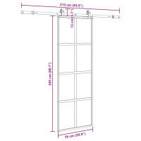 Produktbild för Skjutdörr med beslag svart 76x205 cm härdat glas